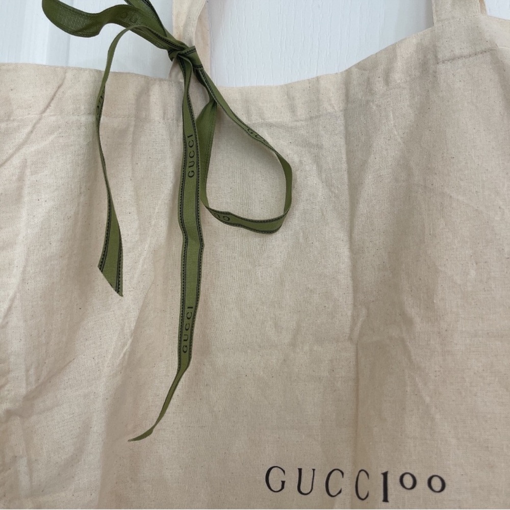 Gucci Beige Tote with Olive Ribbon - Picture 5 of 7